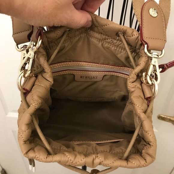 GUC MZ Wallace Tan Crosby Bucket Quilted Crossbody Bag 2 Original Straps - Picture 5 of 7